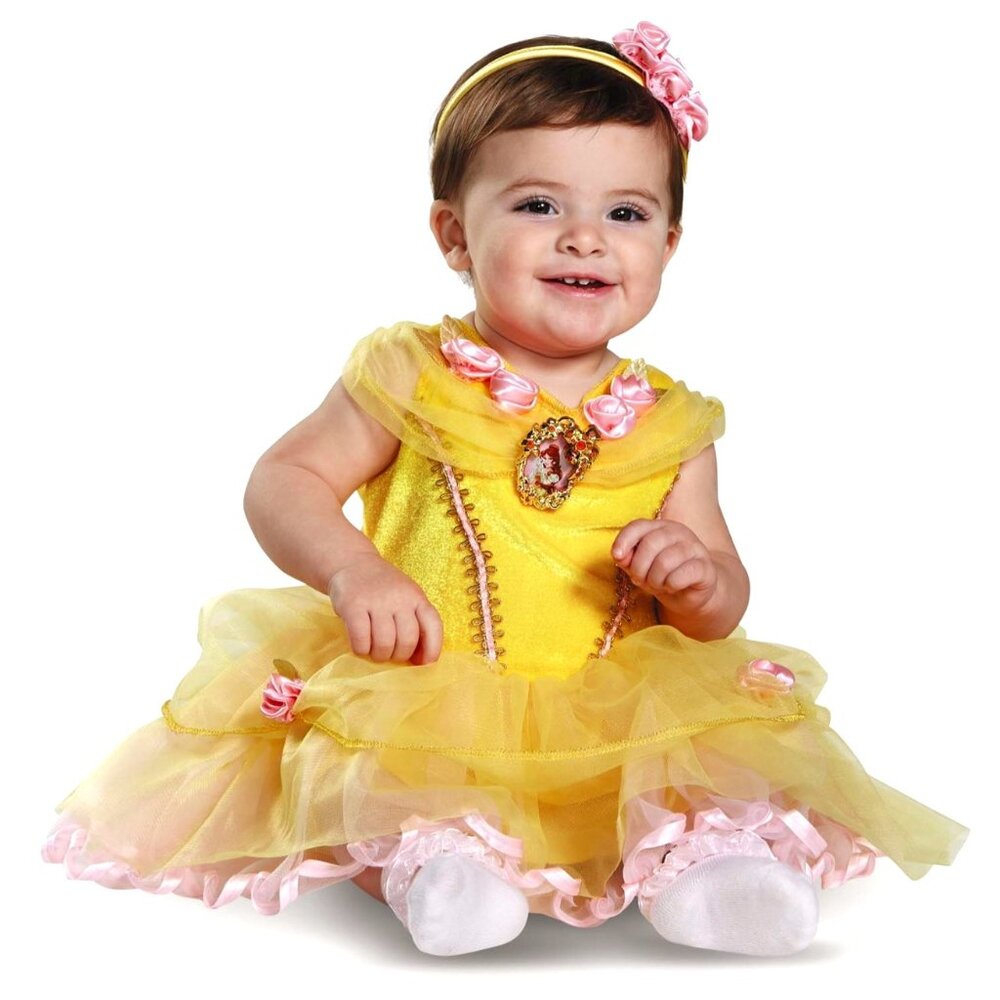 DISNEY Baby Girls Princess Belle Infant Costume Dress Size 6-12 Months NEW